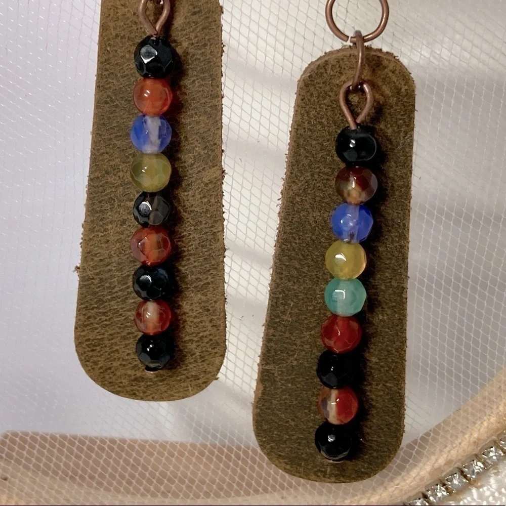 BEADED Leather Earrings